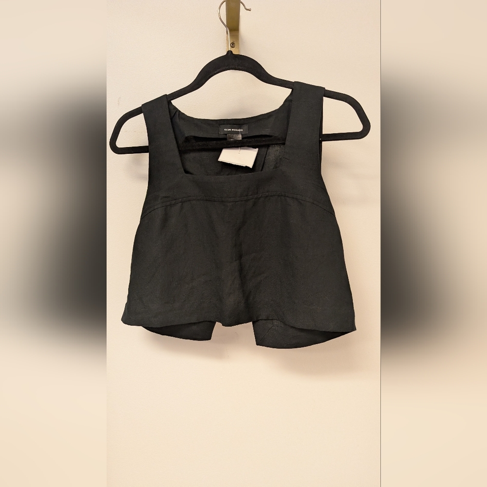 Club Monaco Linen Black Crop Top